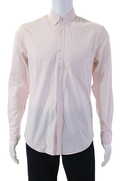J Crew Mens Cotton Collared Button Down Pocketed Striped Shirt Pink Size XS