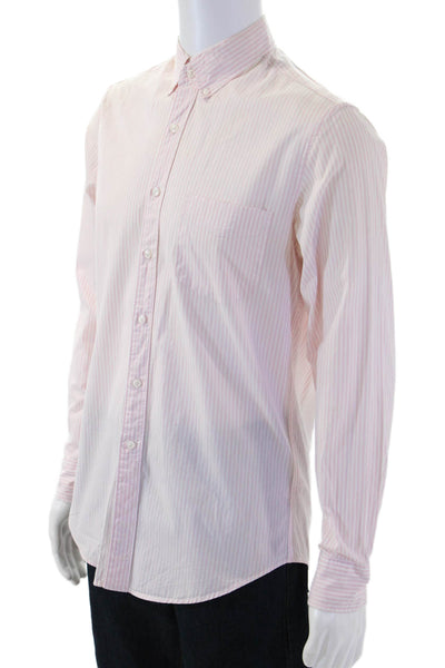 J Crew Mens Cotton Collared Button Down Pocketed Striped Shirt Pink Size XS