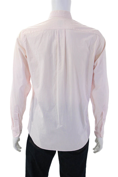 J Crew Mens Cotton Collared Button Down Pocketed Striped Shirt Pink Size XS