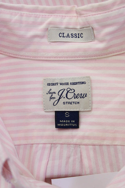 J Crew Mens Cotton Collared Button Down Pocketed Striped Shirt Pink Size XS