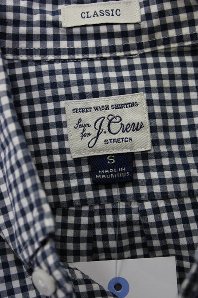 J Crew Mens Cotton Collared Gingham Print Button Down Shirt Black Size S