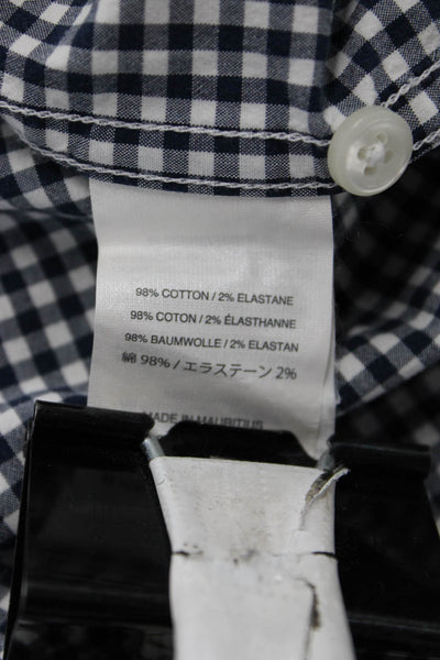J Crew Mens Cotton Collared Gingham Print Button Down Shirt Black Size S