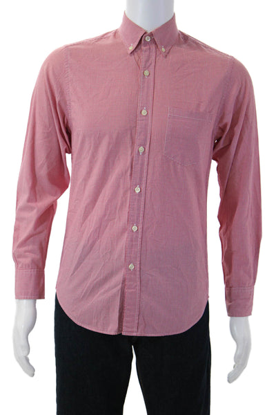 J Crew Mens Cotton Collared Gingham Button Down Shirt Red Size XS