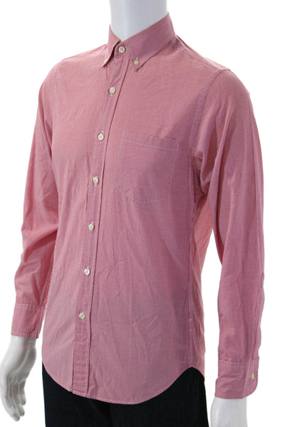 J Crew Mens Cotton Collared Gingham Button Down Shirt Red Size XS