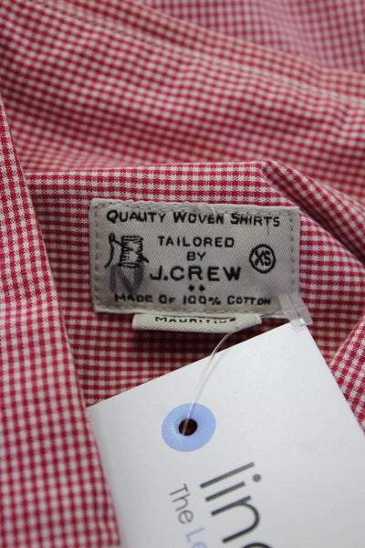 J Crew Mens Cotton Collared Gingham Button Down Shirt Red Size XS