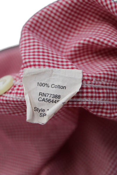 J Crew Mens Cotton Collared Gingham Button Down Shirt Red Size XS