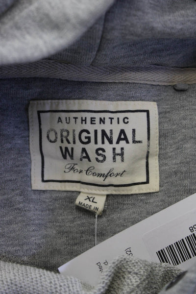 Uniqlo Mens Pullover Hoodie Gray Cotton Drawstring Size XL