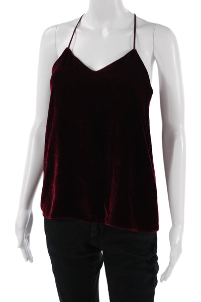 Tibi Womens V Neck Camisole Dark Red Rayon Silk Sleeveless Designer Size 2