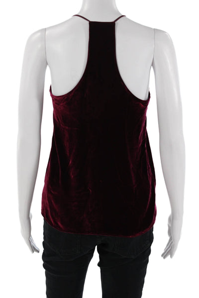 Tibi Womens V Neck Camisole Dark Red Rayon Silk Sleeveless Designer Size 2
