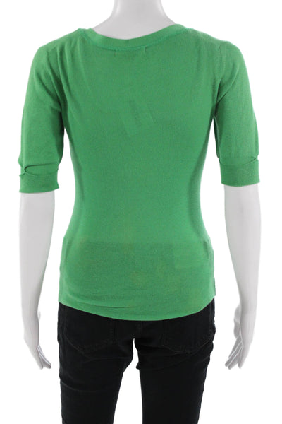 Kier + J Womens Green Cotton V Neck Button Short Sleeve Cardigan Size XS