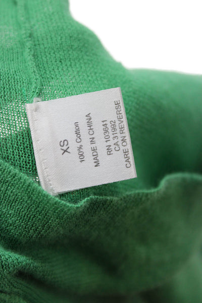 Kier + J Womens Green Cotton V Neck Button Short Sleeve Cardigan Size XS