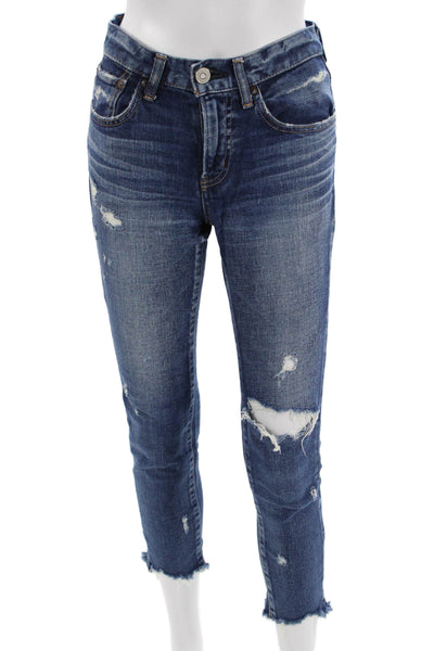 Moussy Womens Ankle Cropped Dark Blue Mid Rise 90s Jeans Size 25