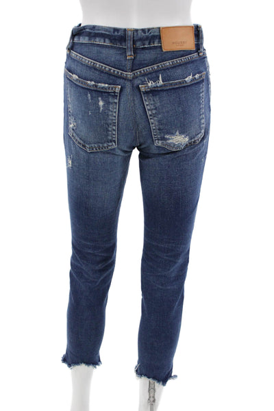 Moussy Womens Ankle Cropped Dark Blue Mid Rise 90s Jeans Size 25