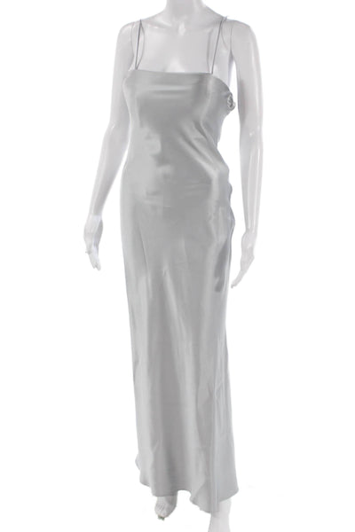 Christopher Esber Women Gray Sleeveless Slip Maxi Square Neck Dress Size 2