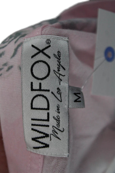 Wildfox Women Pink Animal Print Jersey T Shirt Short Sleeve Crew Neck Size M