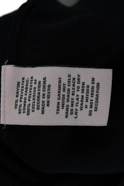 Nanette Nanette Lepore Women Dark Blue Crew Neck Short Sleeve Blouse Size M