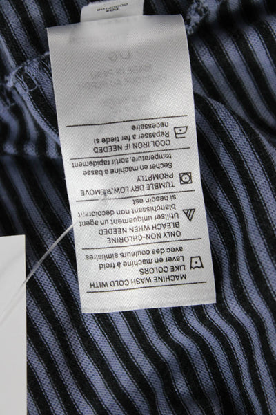 Vince Mens T-Shirt Striped Blue Crew Neck Short Sleeve Cotton Designer Size L
