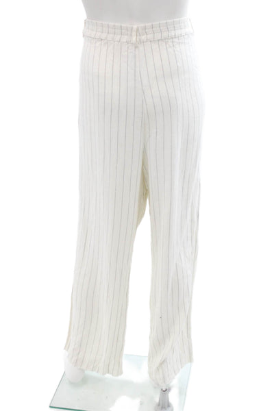 Donni Unisex Dress Pants White Striped Rayon Linen Button Closure Size L