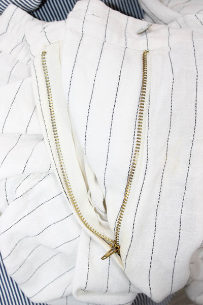 Donni Unisex Dress Pants White Striped Rayon Linen Button Closure Size L