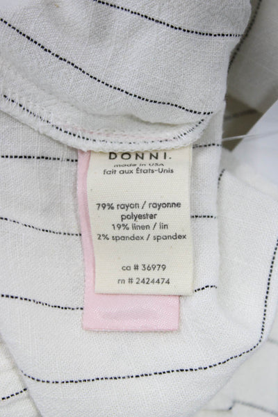 Donni Unisex Dress Pants White Striped Rayon Linen Button Closure Size L