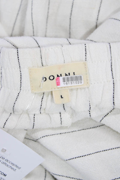 Donni Unisex Dress Pants White Striped Rayon Linen Button Closure Size L
