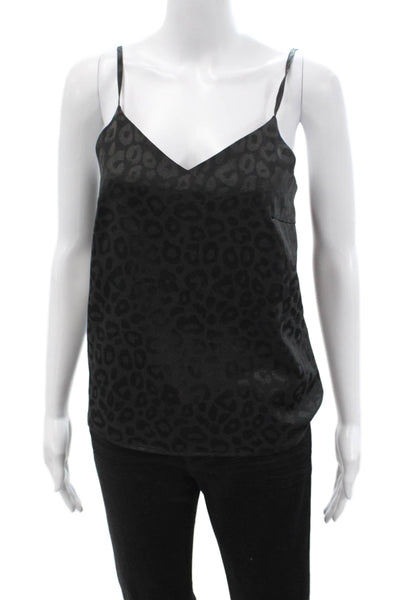 Sen Womens Black Animal Print V-Neck Camisole Polyester Spandex Size XS