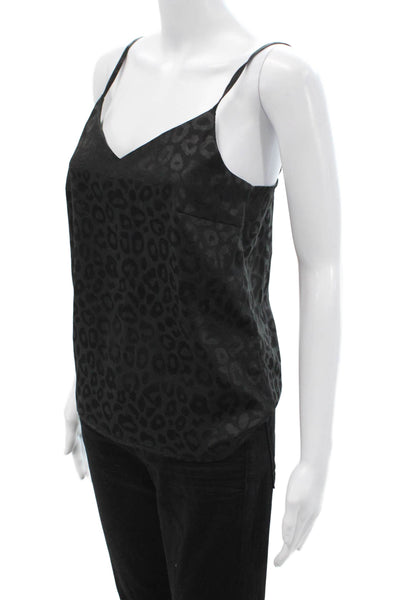 Sen Womens Black Animal Print V-Neck Camisole Polyester Spandex Size XS