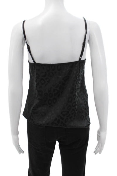 Sen Womens Black Animal Print V-Neck Camisole Polyester Spandex Size XS
