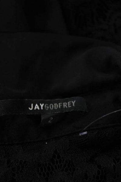 Jay Godfrey Women Black Collared Gothic Button Up Blouse Long Sleeve Size 2