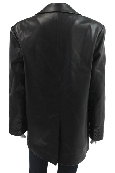 MNG Womens Biker Collared Black Button Long Sleeve Polyester Blazer Size S