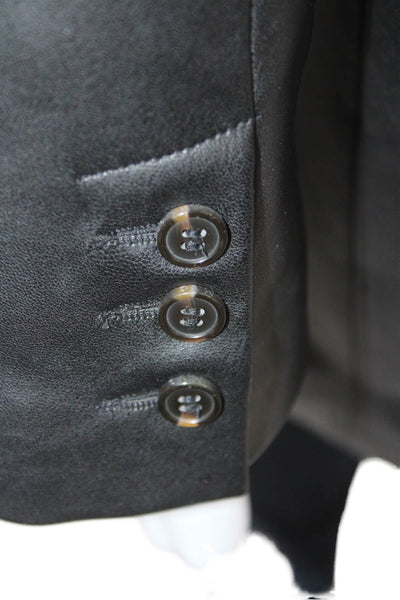 MNG Womens Biker Collared Black Button Long Sleeve Polyester Blazer Size S