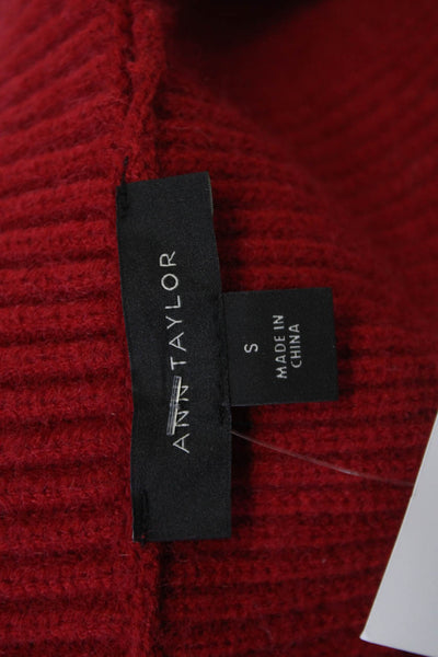 Ann Taylor Womens Red Pea Coat Collared Button Long Sleeve Size S