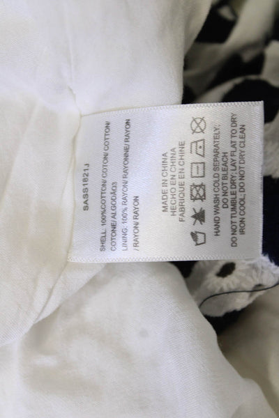 Allison Women A-Line Sundress White Cotton Floral V-Neck Button Short Size S