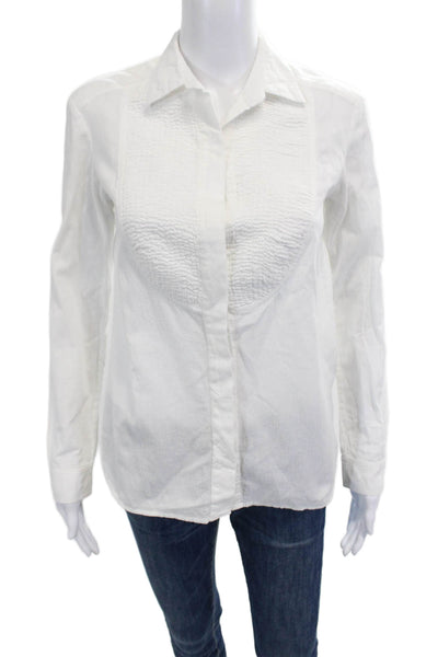 Standard James Perse Women White Cotton Long Sleeve Button Top Size 0