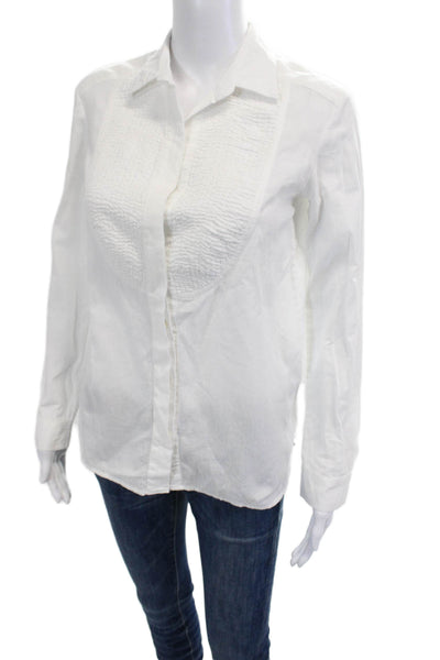 Standard James Perse Women White Cotton Long Sleeve Button Top Size 0