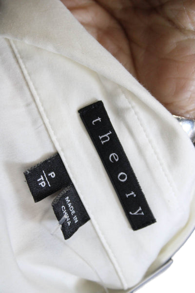 Theory Women Classic Collared Button-Up White Long Sleeve Petite Size S