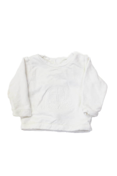 Jacadi Baby Long Sleeve Round Neck Casual Top White Size 6M