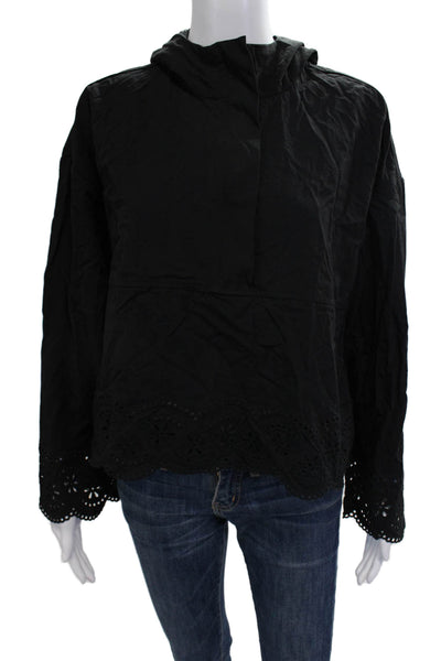 Sweaty Betty Womens Pullover Hoodie Black High Neck Long Sleeve Size 8