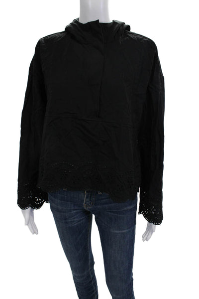 Sweaty Betty Womens Pullover Hoodie Black High Neck Long Sleeve Size 8