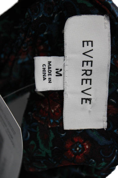 Evereve Women Bohemian Floral High Neck Sleeveless Button Blouse Black Size M