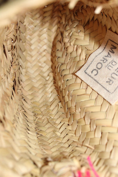 Soeur Du Maroc Womens Single Strap Fringe Woven Straw Shoulder Handbag Beige