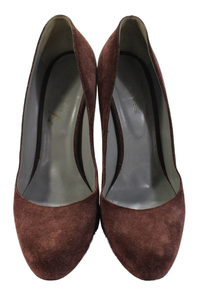 Sergio Rossi Womens Suede Slide On Classic Pumps Brown Size 40 10