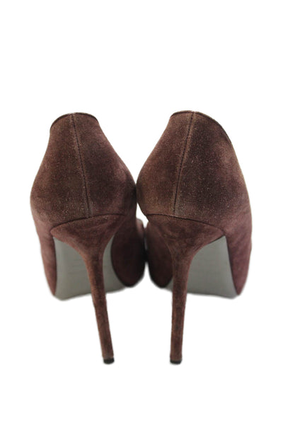 Sergio Rossi Womens Suede Slide On Classic Pumps Brown Size 40 10