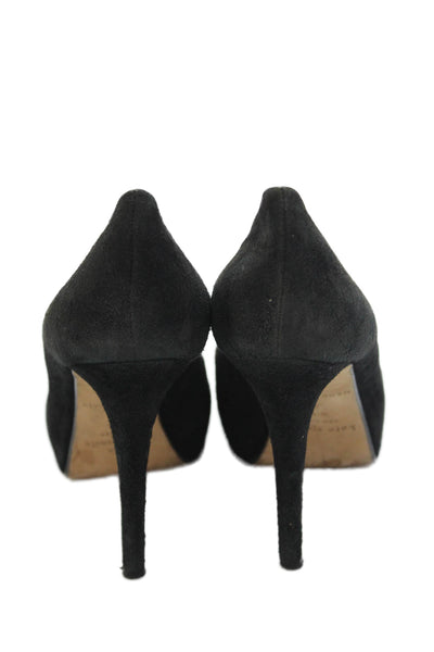 Kate Spade New York Womens Suede Low Platform Pumps Black Size 9.5 B