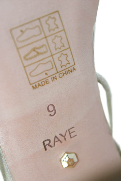 Raye Womens Leather Strappy Sandal Heels Gold Metallic Size 9
