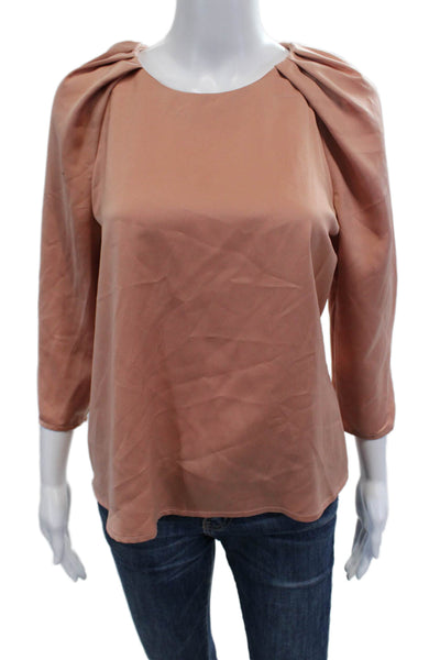 Zara Basic Collection Women Pink Rayon Round Neck 3/4 Sleeve Blouse Size M