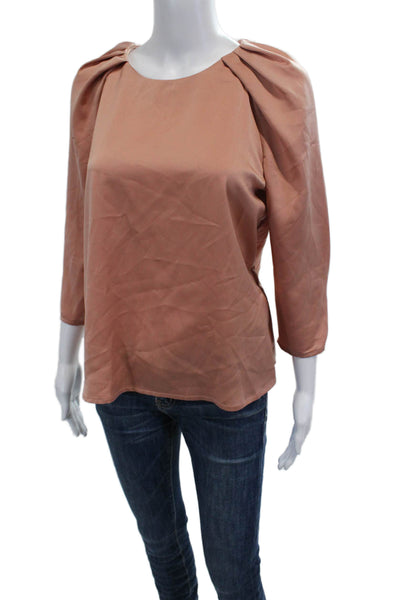 Zara Basic Collection Women Pink Rayon Round Neck 3/4 Sleeve Blouse Size M