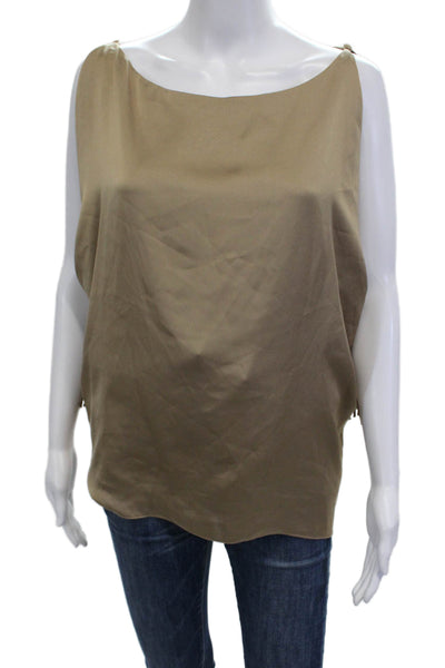 Ark & Co Womens Basic Beige Sleeveless Polyester Blouse Solid Spring Size S