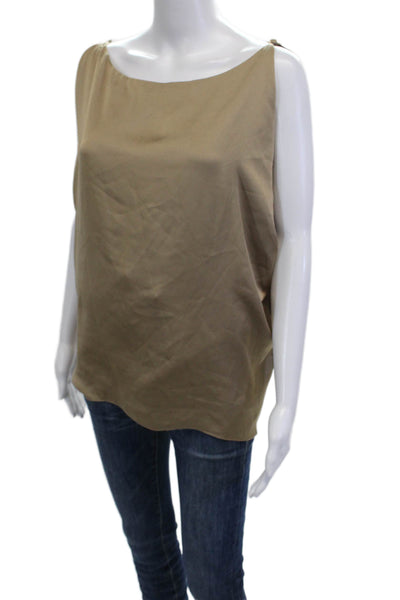 Ark & Co Womens Basic Beige Sleeveless Polyester Blouse Solid Spring Size S