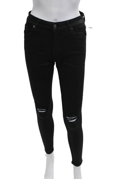 7 For All Mankind Women Skinny Ankle Black Jeans Size 27